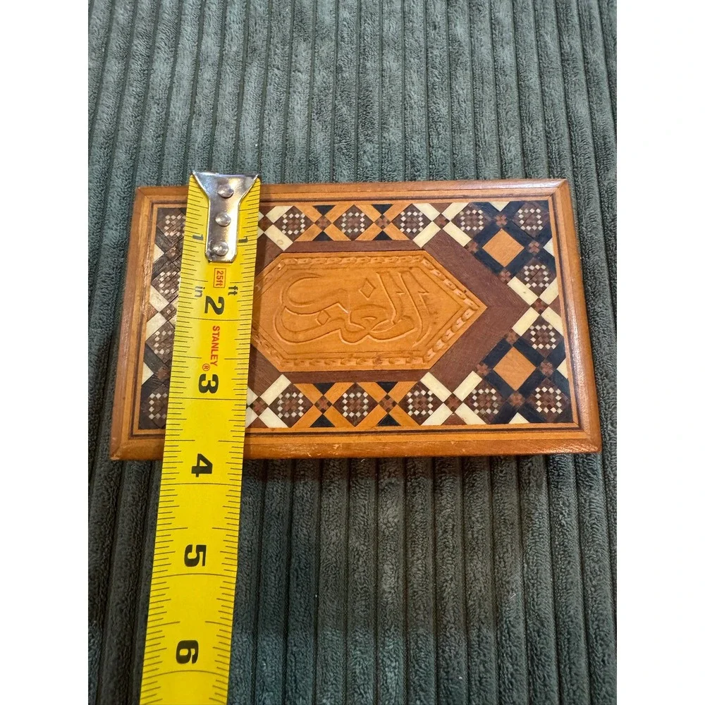 Vintage Wooden Decorative Box Arabic Inlay‎ Wood Keepsake Jewelry Trinket